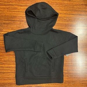 GapFit Quilted Jacquard Knit High Neck Hoodie Relaxed Sweatshirt XS Black NWT